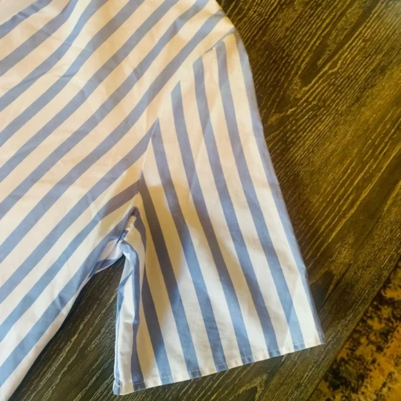 Boutique Blue and White Dress with Ruffle Neck - Picture 5 of 6